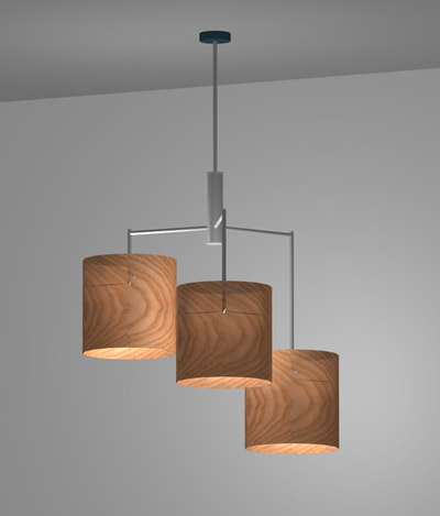 Wooden pendant shades by Trish Odenthal